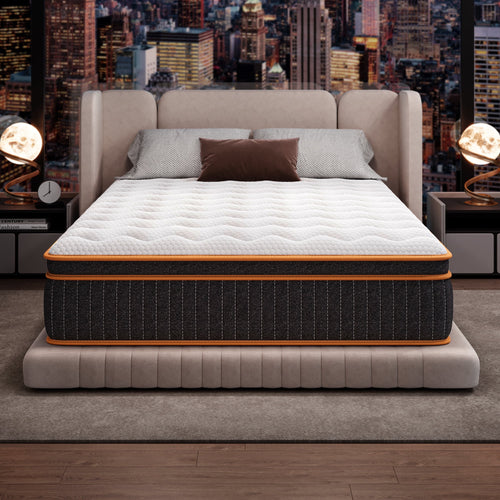 12 inch  Queen mattress, breathable fabric spine protection, independent pocket springs, motion isolation, temperature-sensitive memory foam, suitable for bedrooms and apartments.