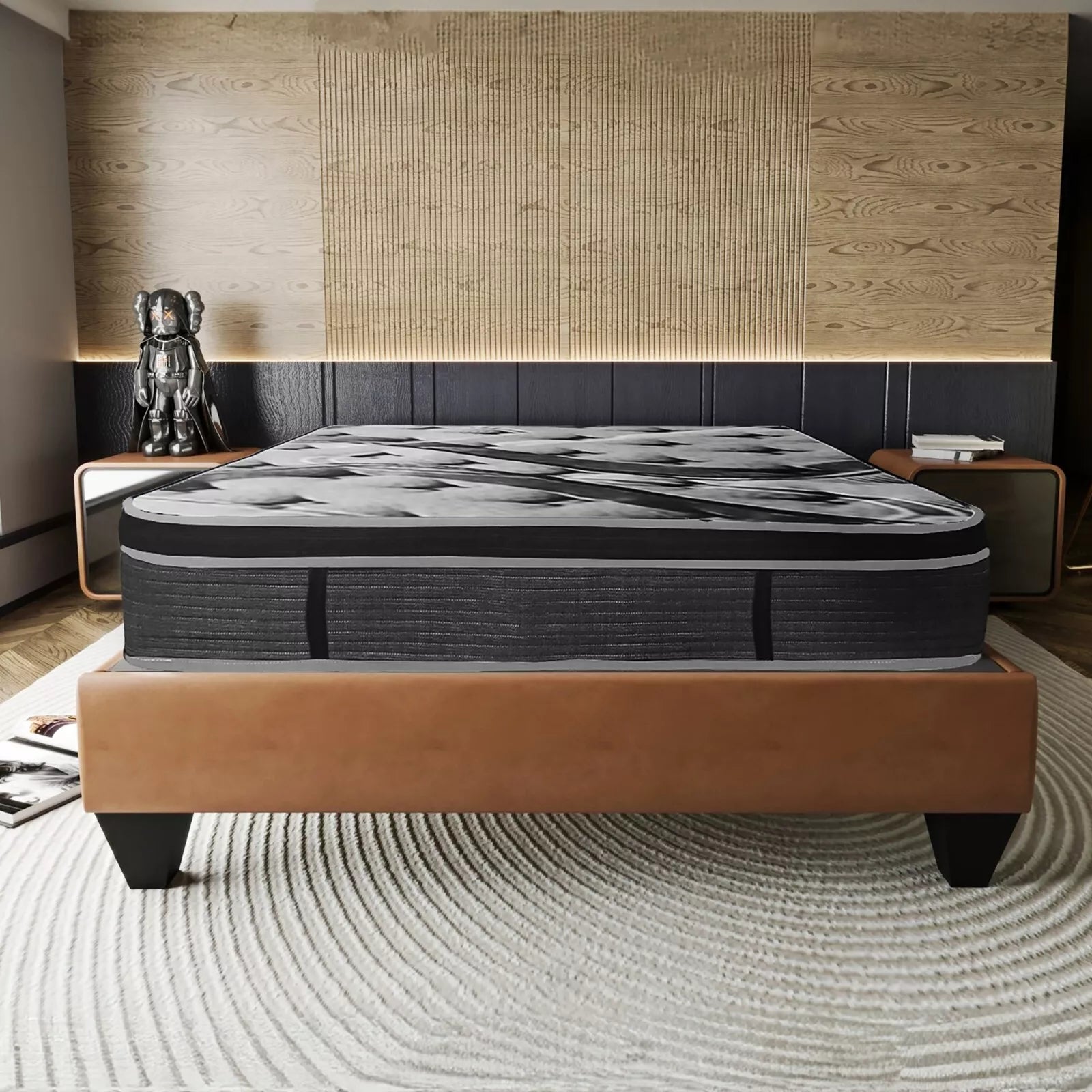 14 in. King Size Hybrid Mattress in a Box, Euro Top Memory Foam and Pocket Spring Mattress, Gray