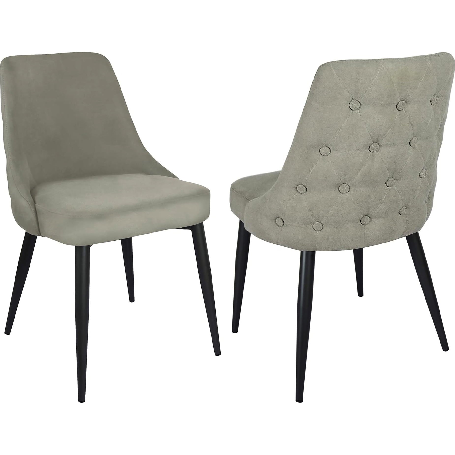 2pcs Grey Dining Chairs - Upholstery, Button Accents, Modern Style Of 2 Comfortable Seat, Elegant Design, Compact For Small Spaces