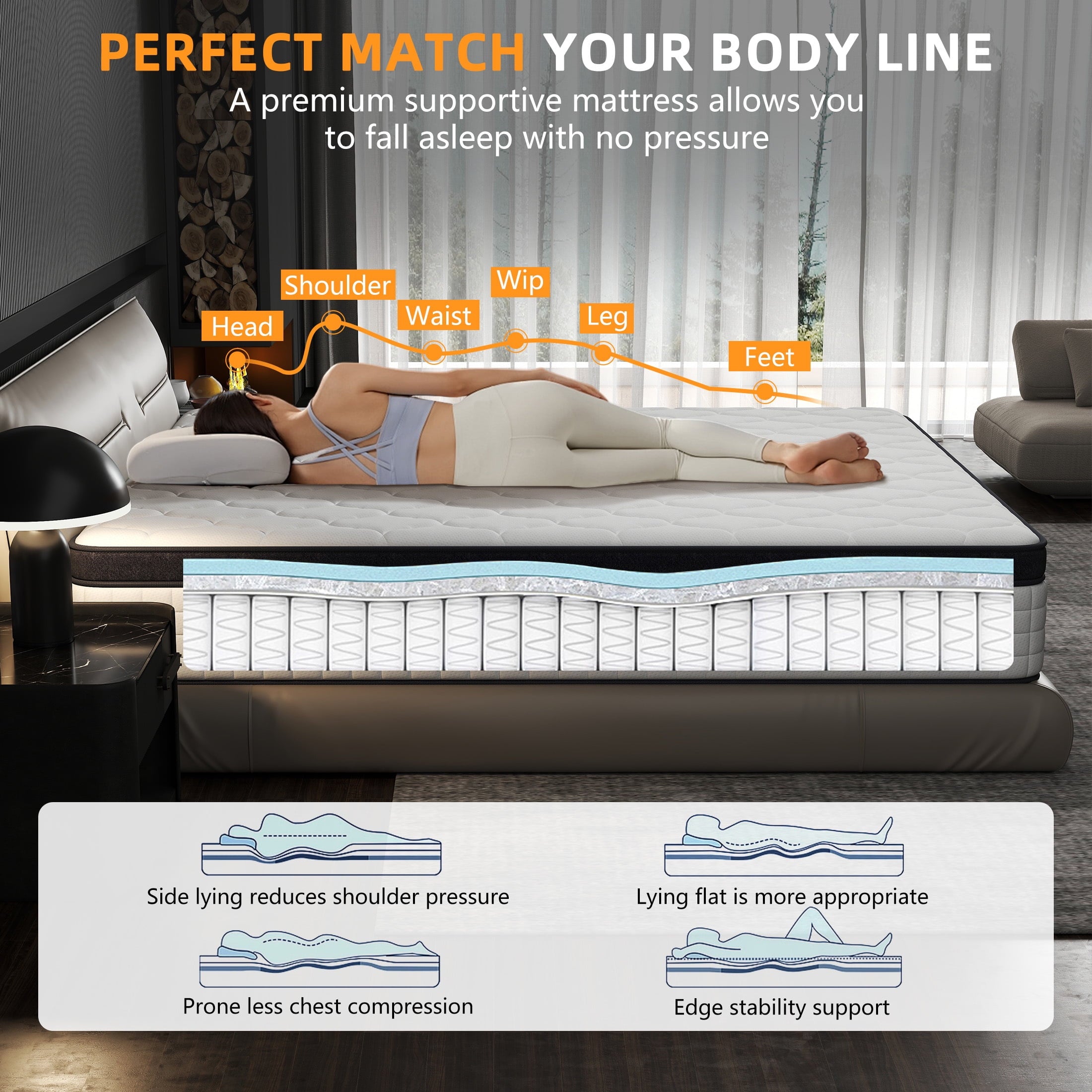 AENKYO 12" Queen Euro Top Hybrid Mattress and Gel Memory Foam, Adult