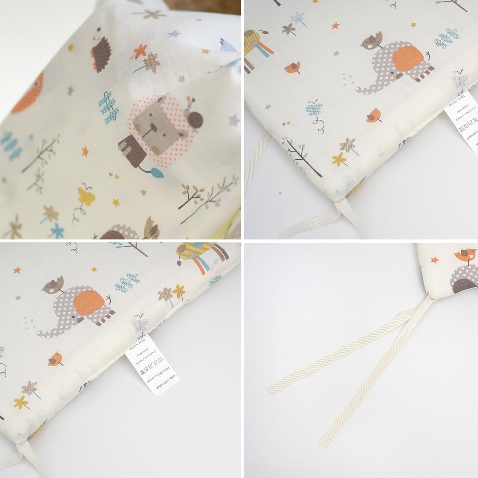 6 Pcs Breathable and soft cotton crib mattress,Padded Cushioned,Pure cotton fabric,Used as Edge Cushioning, with Straps, Easy to Install and Wash