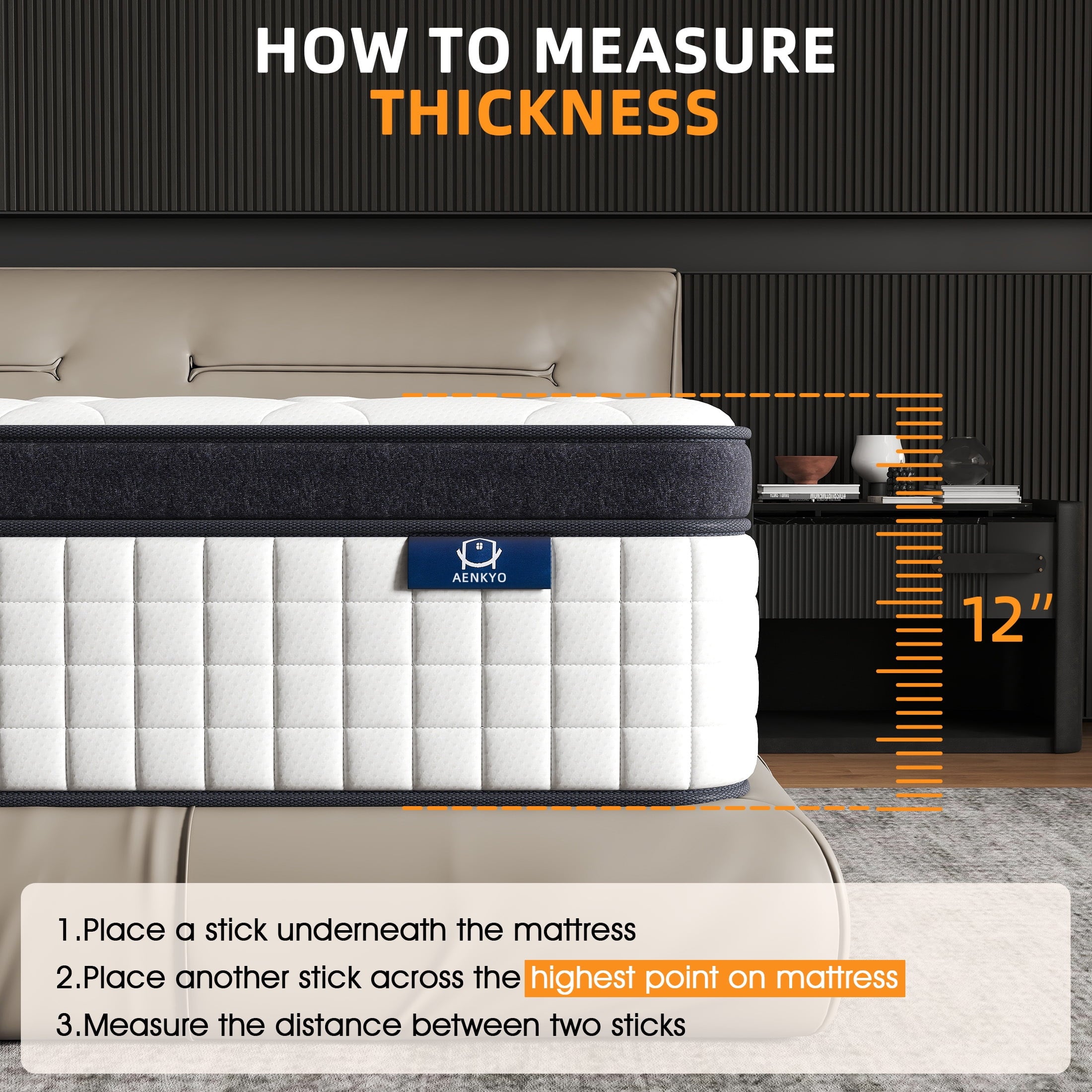 AENKYO 12" Queen Euro Top Hybrid Mattress and Gel Memory Foam, Adult