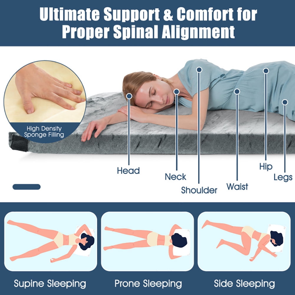 Barara King Camping Mattress,Lightweight Portable Memory Camping Mattress with Carrying Bag-Gray